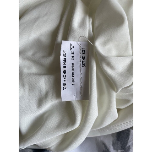 $258 Joseph Ribkoff White Grey Floral Cape Shoulder Dress Women’s Size 10 - Picture 9 of 9